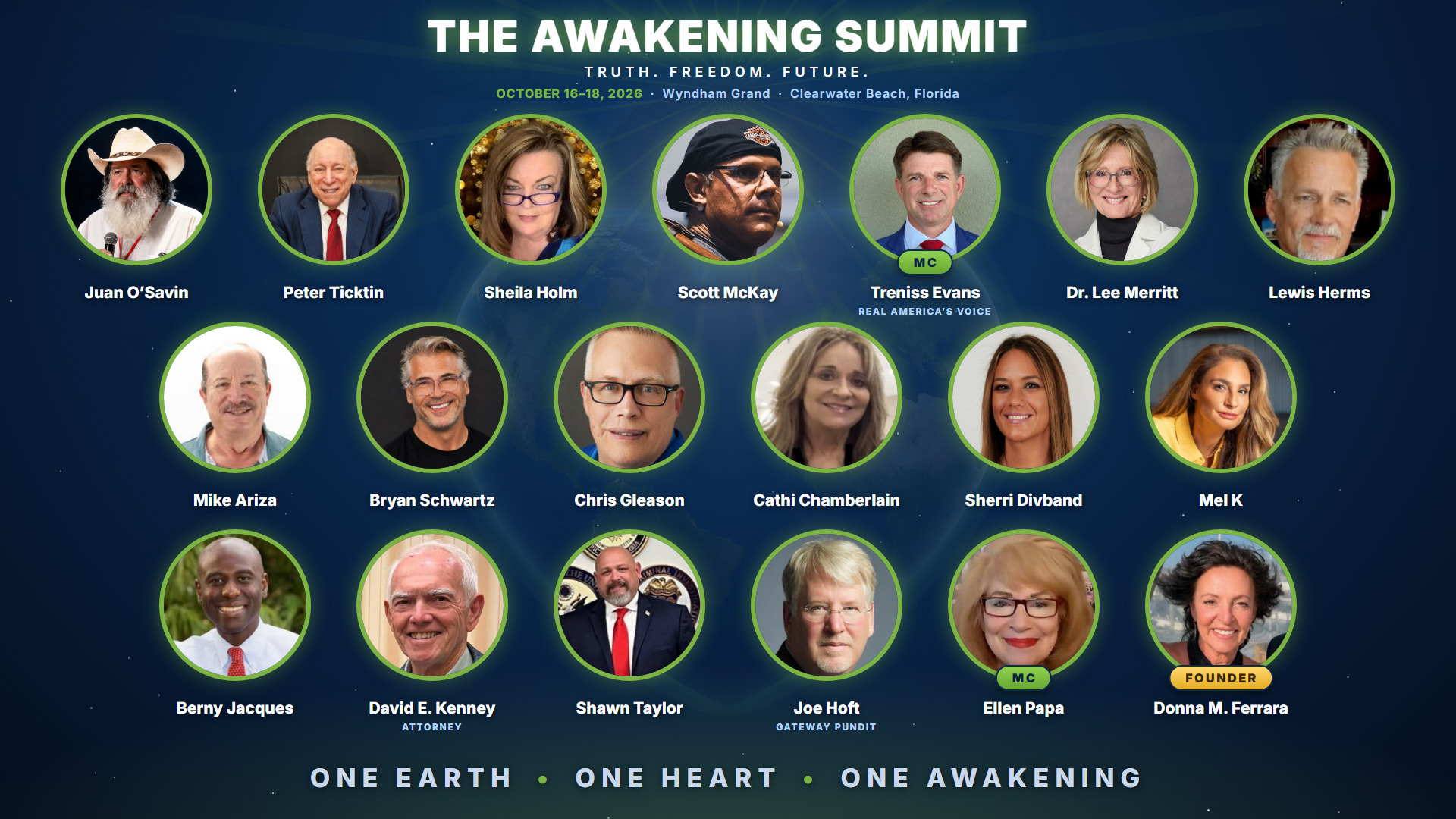 The Awakening Summit — October 16-18, 2026, Clearwater Beach, Florida — speaker line-up